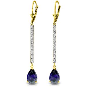 ALARRI 3.6 Carat 14K Solid Gold Earrings Diamond Sapphire