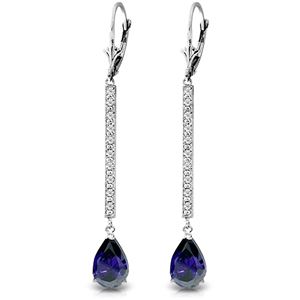 ALARRI 14K Solid White Gold Earrings w/ Diamonds & Sapphires