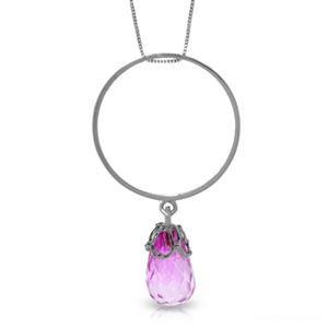 ALARRI 3 Carat 14K Solid White Gold Pink Longings Pink Topaz Necklace