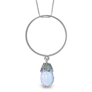 ALARRI 3 Carat 14K Solid White Gold Your Power Blue Topaz Necklace