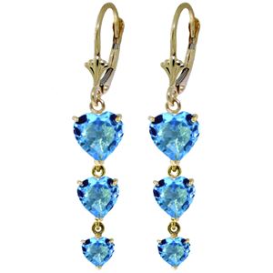 ALARRI 6 Carat 14K Solid Gold Heartthrob Blue Topaz Earrings