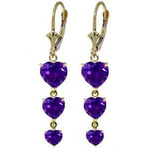 ALARRI 6 CTW 14K Solid Gold Heartthrob Amethyst Earrings