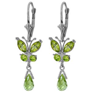 ALARRI 2.74 Carat 14K Solid White Gold Butterfly Earrings Natural Peridot