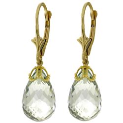 ALARRI 14 Carat 14K Solid Gold Earrings Briolette Green Amethyst