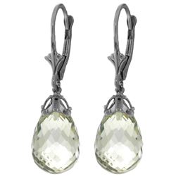 ALARRI 14 Carat 14K Solid White Gold Earrings Briolette Green Amethyst