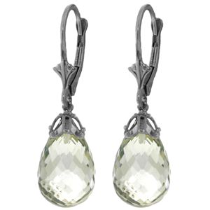 ALARRI 14 Carat 14K Solid White Gold Earrings Briolette Green Amethyst