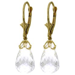 ALARRI 14 Carat 14K Solid Gold Earrings Briolette White Topaz