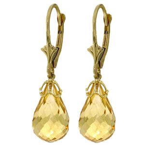 ALARRI 14 CTW 14K Solid Gold Leverback Earrings Briolette Citrine