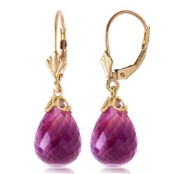 ALARRI 14 Carat 14K Solid Gold Leverback Earrings Briolette Amethyst