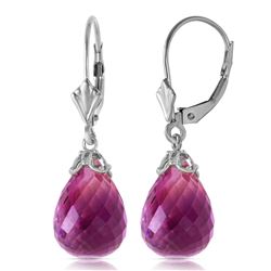 ALARRI 14 CTW 14K Solid White Gold Leverback Earrings Briolette Amethyst