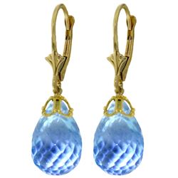 ALARRI 20.5 Carat 14K Solid Gold Earrings Briolette Blue Topaz