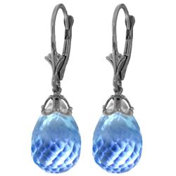 ALARRI 20.5 CTW 14K Solid White Gold Earrings Briolette Blue Topaz