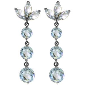 ALARRI 8.7 Carat 14K Solid White Gold Dangling Earrings Natural Aquamarine