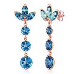 ALARRI 14K Solid Rose Gold Dangling Earrings w/ Natural Blue Topaz