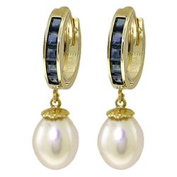 ALARRI 9.3 Carat 14K Solid Gold Hoop Earrings Sapphire Pearl