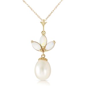 ALARRI 4.75 CTW 14K Solid Gold Necklace Pearl Opal