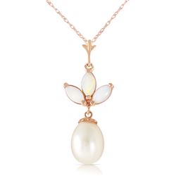 ALARRI 14K Solid Rose Gold Necklace w/ Pearl & Opals