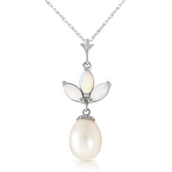 ALARRI 4.75 CTW 14K Solid White Gold Necklace Pearl Opal