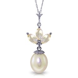 ALARRI 4.75 CTW 14K Solid White Gold Necklace Pearl White Topaz