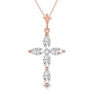 ALARRI 1.23 Carat 14K Solid Rose Gold Necklace Natural Diamond Rose Topaz