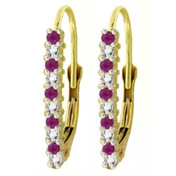 ALARRI 0.35 CTW 14K Solid Gold Leverback Earrings Natural Diamond Ruby