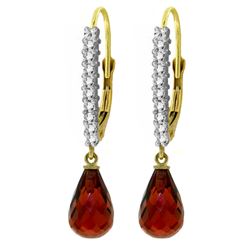 ALARRI 4.8 Carat 14K Solid Gold Leverback Earrings Natural Diamond Garnet