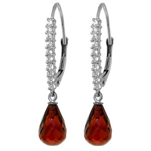 ALARRI 4.8 CTW 14K Solid White Gold Leverback Earrings Natural Diamond Garnet