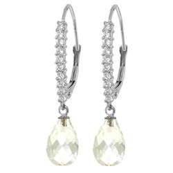 ALARRI 4.8 Carat 14K Solid White Gold Leverback Earrings Natural Diamond White Topaz