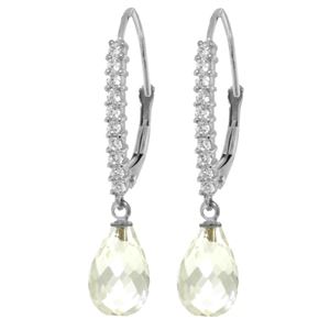 ALARRI 4.8 Carat 14K Solid White Gold Leverback Earrings Natural Diamond White Topaz