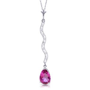 ALARRI 1.79 CTW 14K Solid White Gold Cry Out Happily Pink Topaz Diamond Necklace