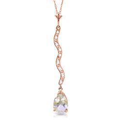 ALARRI 14K Solid Rose Gold Necklace w/ Diamonds & Rose Topaz
