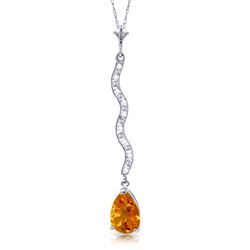 ALARRI 1.79 Carat 14K Solid White Gold Hastening Towards Citrine Diamond Necklace