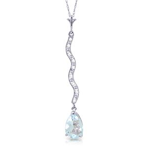 ALARRI 1.79 Carat 14K Solid White Gold Until The Hour Aquamarine Diamond Necklace