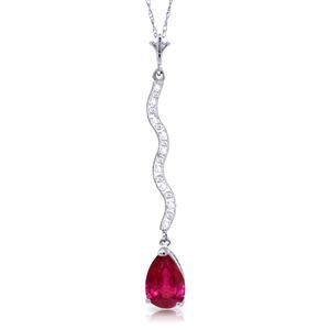 ALARRI 1.79 Carat 14K Solid White Gold Lightening Strikes Ruby Diamond Necklace