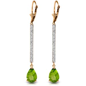 ALARRI 14K Solid Rose Gold Earrings w/ Diamonds & Peridot