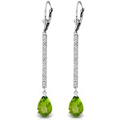 ALARRI 14K Solid White Gold Earrings w/ Diamonds & Peridot