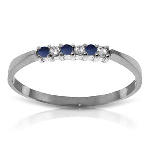 ALARRI 0.11 Carat 14K Solid White Gold Good To Be Loved Sapphire Diamond Ring