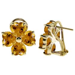 ALARRI 6.5 Carat 14K Solid Gold Heart Cluster Citrine Earrings