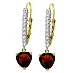 ALARRI 3.55 Carat 14K Solid Gold Leverback Earrings Natural Diamond Garnet