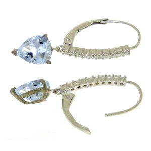 ALARRI 3.55 CTW 14K Solid White Gold Leverback Earrings Natural Diamond Aquamari