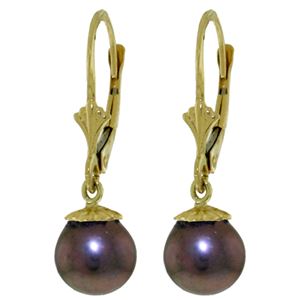 ALARRI 4 Carat 14K Solid Gold Leverback Earrings Natural Black Pearl