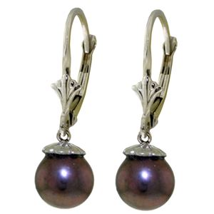 ALARRI 4 Carat 14K Solid White Gold Leverback Earrings Natural Black Pearl