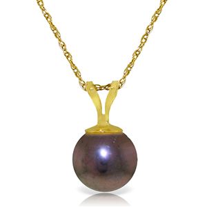 ALARRI 2 Carat 14K Solid Gold Necklace Natural Black Pearl