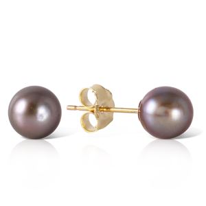 ALARRI 4 Carat 14K Solid Gold Stud Earrings Natural Black Pearl