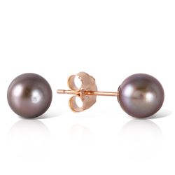 ALARRI 14K Solid Rose Gold Stud Earrings w/ Natural Black Pearl