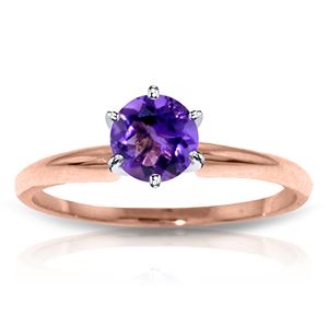 ALARRI 14K Solid Rose Gold Solitaire Ring w/ Natural Purple Amethyst