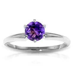 ALARRI 0.65 Carat 14K Solid White Gold Solitaire Ring Natural Purple Amethyst
