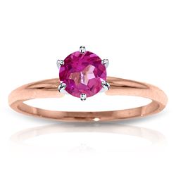 ALARRI 14K Solid Rose Gold Solitaire Ring w/ Natural Pink Topaz