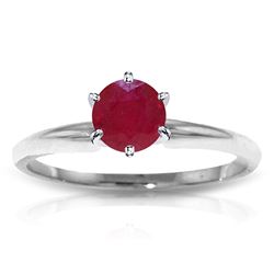ALARRI 0.65 Carat 14K Solid White Gold Solitaire Ring Natural Ruby