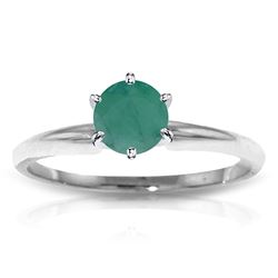 ALARRI 0.65 Carat 14K Solid White Gold Solitaire Ring Natural Emerald